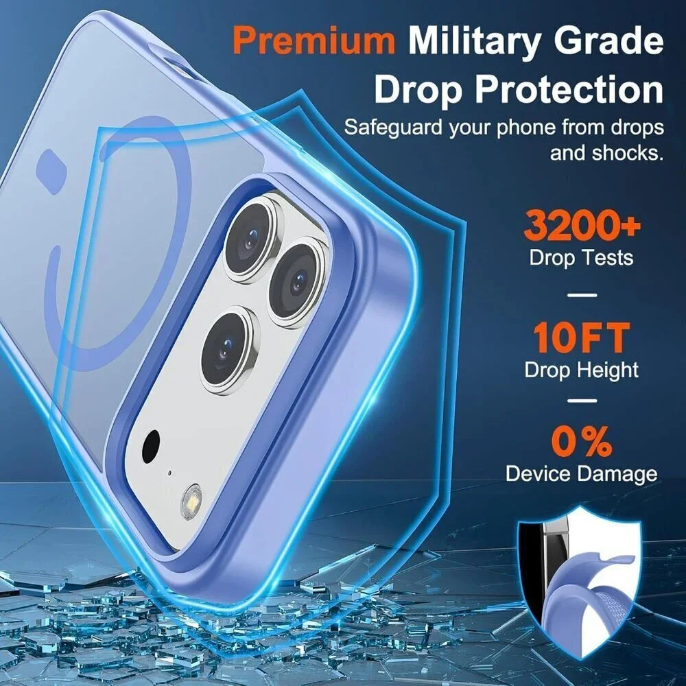 Blue Purple I-phone 17 Pro Max Case Compatible Mag Safe Matte Shockproof